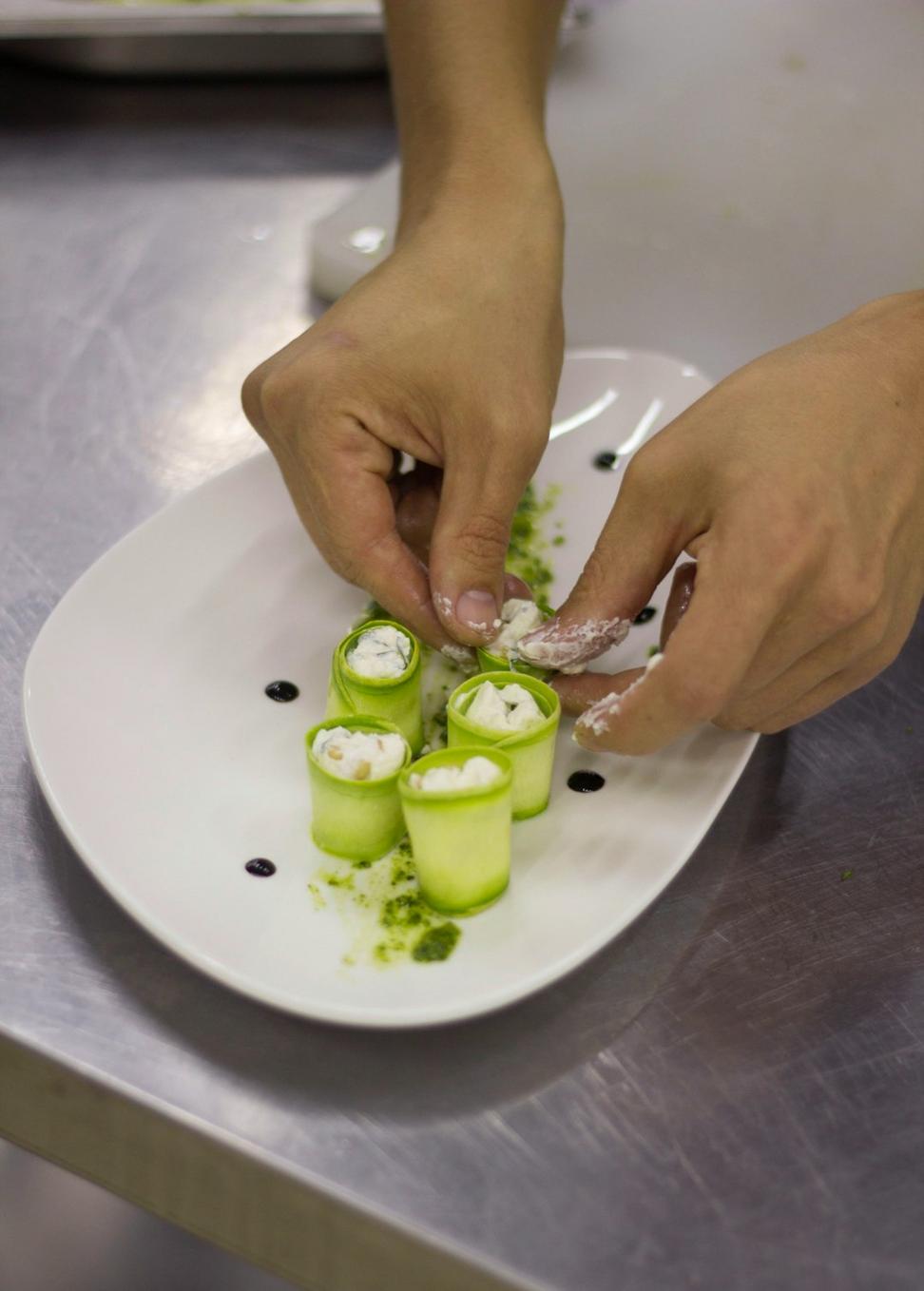 Chef preparing dish